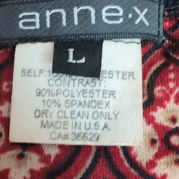 Vintage Black and BurgundGeometric V Neck Women's Top Lace And Velvet Trim Large - Picture 2 of 12